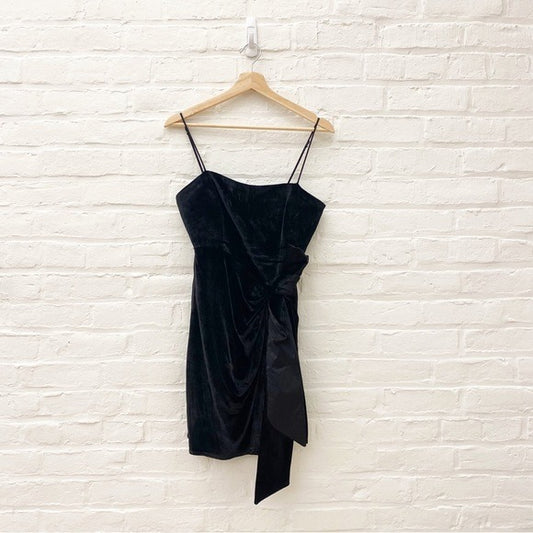 Cinq a Sept || Kiki Velvet Black Draped Bow Dress 4