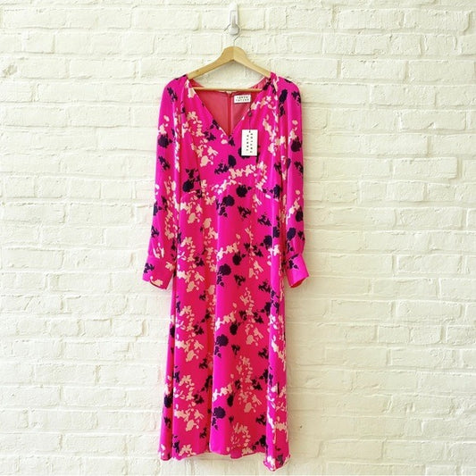 Tanya Taylor || Alannah Printed Midi Dress Hot Pink 6 NWT