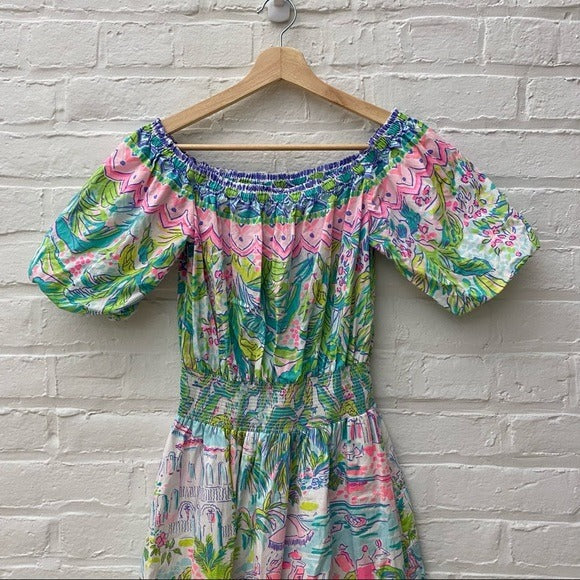 Lilly Pulitzer || Camille Dress Island Hopping Smocked Fit & Flare Small