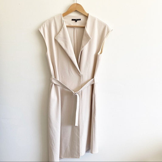 Tibi || Belted Crepe Trench Dress Asymmetrical Ivory 4