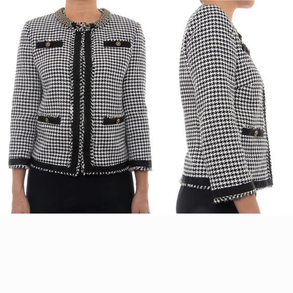 MSGM || Tweed Houndstooth Blazer Black White Alexander McQueen 42 IT 6 US