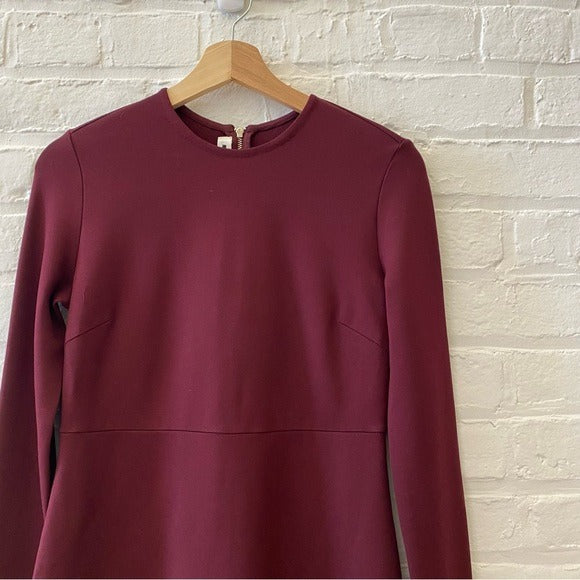 McQ Alexander McQueen || Ponte Mini Dress Long Sleeve Port Burgundy Small