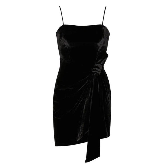 Cinq a Sept || Kiki Velvet Black Draped Bow Dress 4