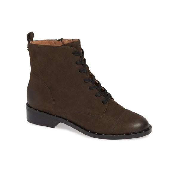 Halogen x Nordstrom || Layla Combat Leather Ankle Boots Brown 6