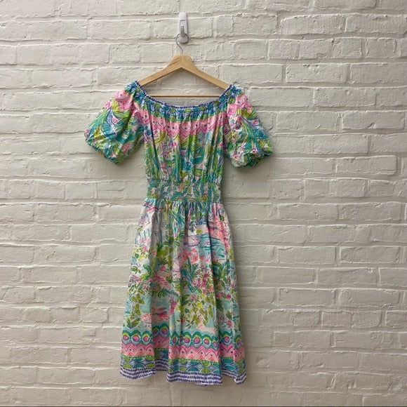 Lilly Pulitzer || Camille Dress Island Hopping Smocked Fit & Flare Small