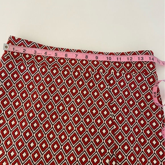 Anthropologie || Maeve Wiles Geometric Faux Wrap Pencil Skirt Geometric Red S