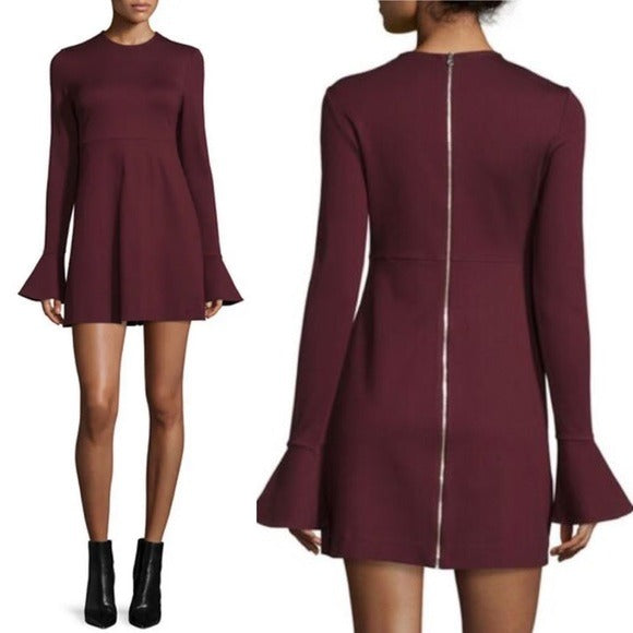 McQ Alexander McQueen || Ponte Mini Dress Long Sleeve Port Burgundy Small