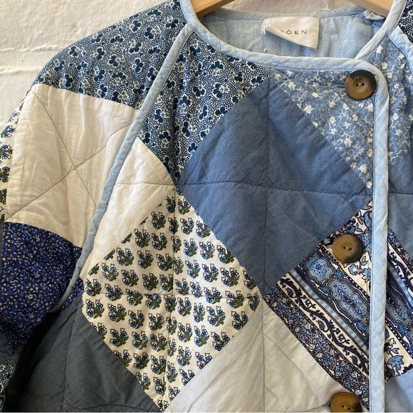 Doen || Sedona Patchwork Quilted Jacket Blue Small