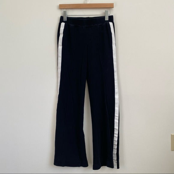 Pam & Gela || Faux Leather Tuxedo Stripe Track Pants Zip Ankle Black Small