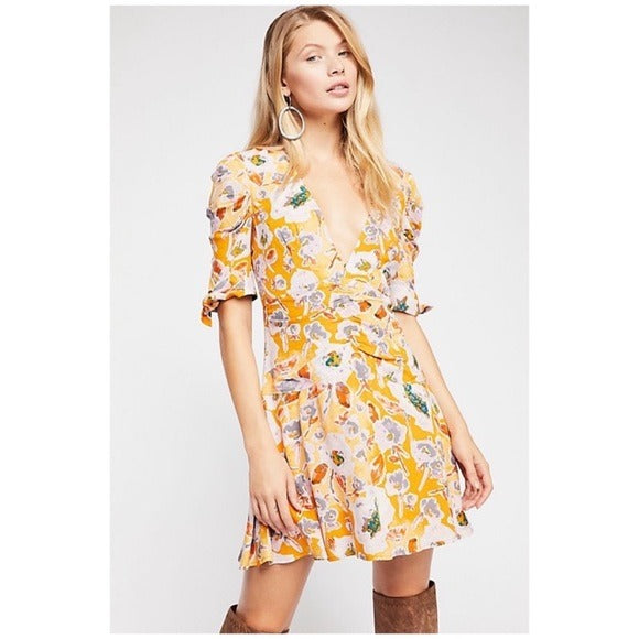 Free People || Glow Up Mini Dress Floral in Yellow 4