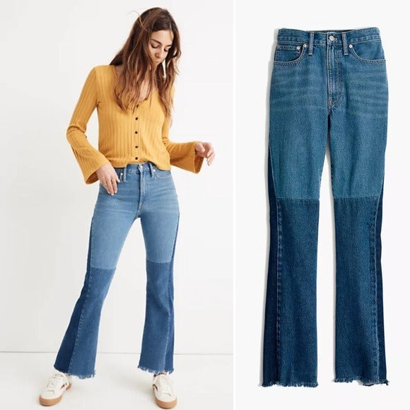 Madewell x ISKO || Patchwork Rigid Flare Jeans 26