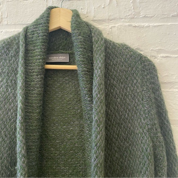 Wooden Ships || Open Cardigan Wrap Mohair Blend Green Gray S/M