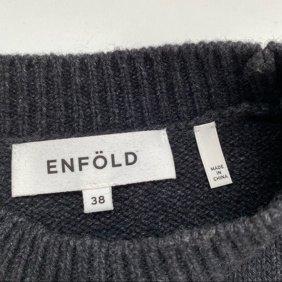 Enfold || Enföld Knit Split Hem Mock Neck Sweater Shell Charcoal Gray 38 US 6