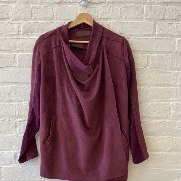 Blank NYC || Cloud Nine Drape Jacket Faux Suede Merlot Red Purple