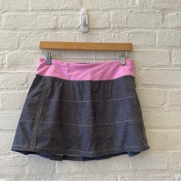 Lululemon || Pace Rival Skirt II Grey Deep Coal Vintage Pink Run Stretch 6 Tall