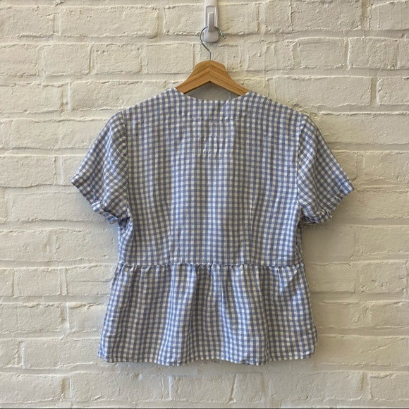 Rails || Tess Plaid Top in Sky Gingham Tie Front Top Small Blue