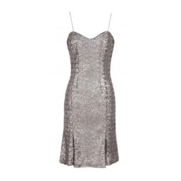 Banana Republic || L’ Wren Scott Sequined Party Dress Silver 6 NWT