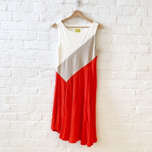 Anthropologie || Maeve Cameron Colorblock Dress Orange Small