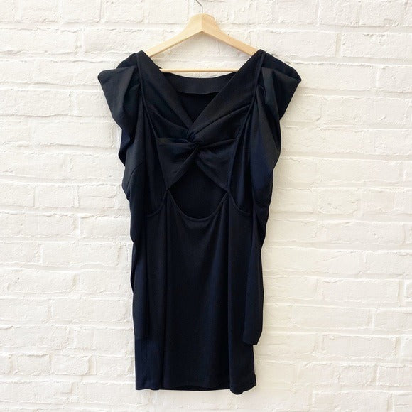 BCBGMaxAzria || Puff Sleeve Open Back Mini Dress Going Out Party Black Small