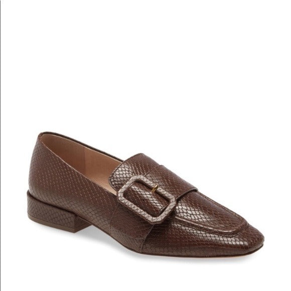 Louise et Cie || Espen Loafer Snake Embossed Leather Flats Brown 6