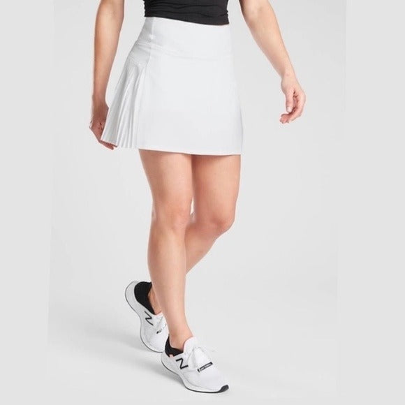 Athleta || Backspin Pleated Flat Front Tennis Skort White Small