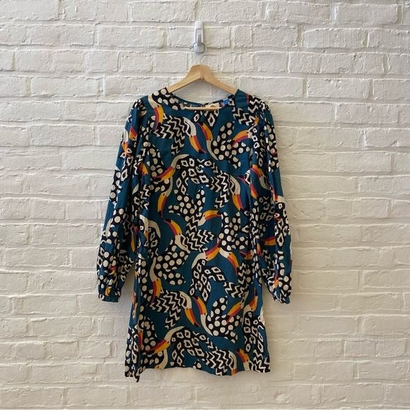 Anthropologie x FARM Rio || Toucans Tunic Dress Teal Small