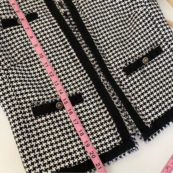 MSGM || Tweed Houndstooth Blazer Black White Alexander McQueen 42 IT 6 US