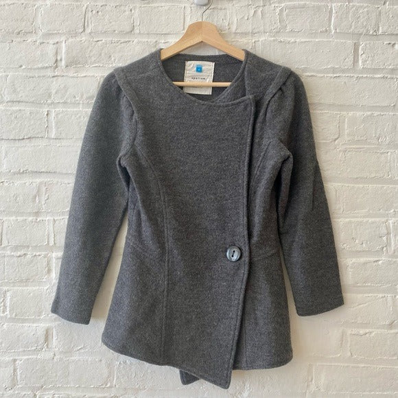 Anthropologie || Sparrow Charcoal Merino Wool Peplum Jacket Sweater Small