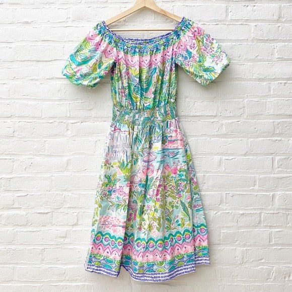 Lilly Pulitzer || Camille Dress Island Hopping Smocked Fit & Flare Small