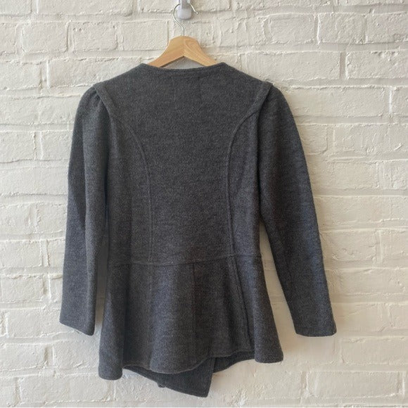 Anthropologie || Sparrow Charcoal Merino Wool Peplum Jacket Sweater Small