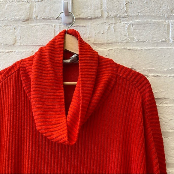 Anthropologie || Saturday Sunday Ribbed Cowl Neck Pullover Red XS/S