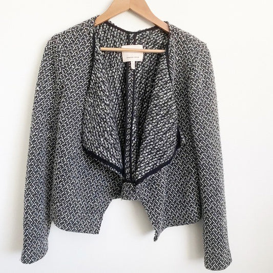 Rebecca Taylor || Marled Knit Open Front Waterfront Sweater Blazer Wide Lapel 6