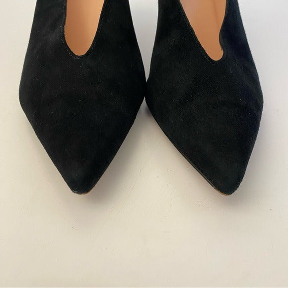 J. Crew || Sophia Closed-V Kitten Heels Black Suede 6.5 AB088