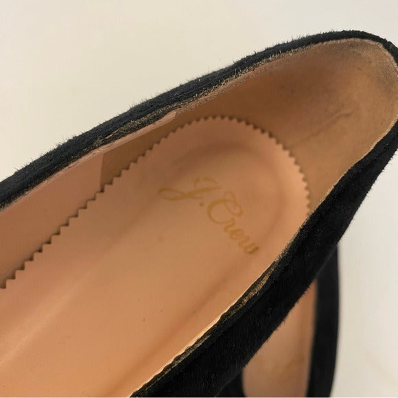 J. Crew || Sophia Closed-V Kitten Heels Black Suede 6.5 AB088