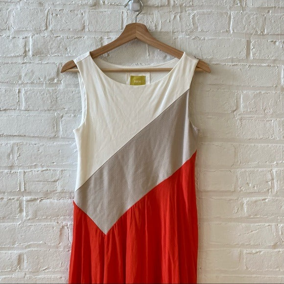 Anthropologie || Maeve Cameron Colorblock Dress Orange Small