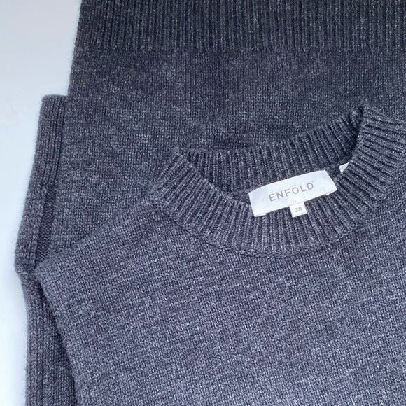 Enfold || Enföld Knit Split Hem Mock Neck Sweater Shell Charcoal Gray 38 US 6