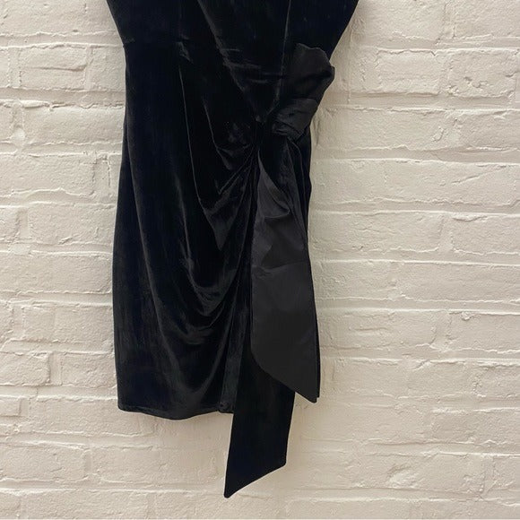 Cinq a Sept || Kiki Velvet Black Draped Bow Dress 4