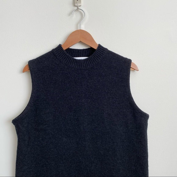 Enfold || Enföld Knit Split Hem Mock Neck Sweater Shell Charcoal Gray 38 US 6