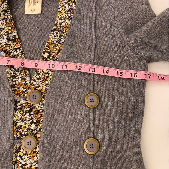 Anthropologie || Cartonnier Blooms Revealed Floral Cardigan Sweater Gray Small