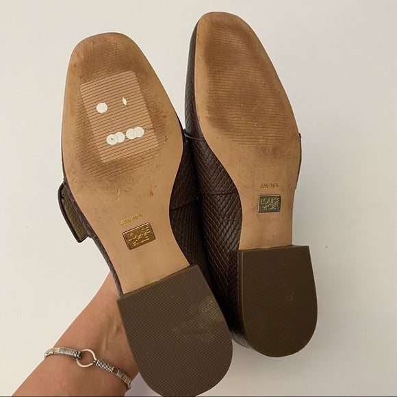 Louise et Cie || Espen Loafer Snake Embossed Leather Flats Brown 6