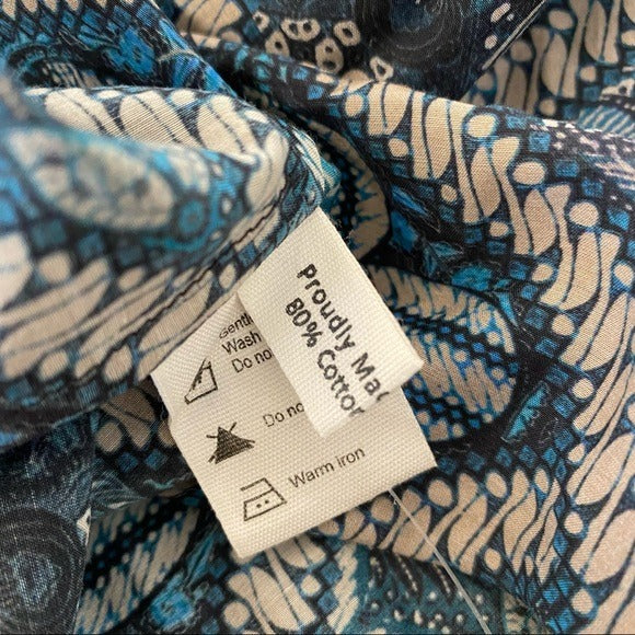 Megan Park || Aulia Silk Blend Shirt Block Print Made in India Size 1 US 6