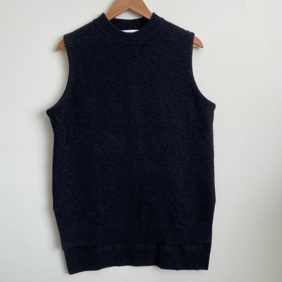 Enfold || Enföld Knit Split Hem Mock Neck Sweater Shell Charcoal Gray 38 US 6