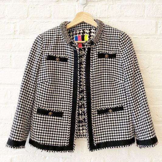 MSGM || Tweed Houndstooth Blazer Black White Alexander McQueen 42 IT 6 US