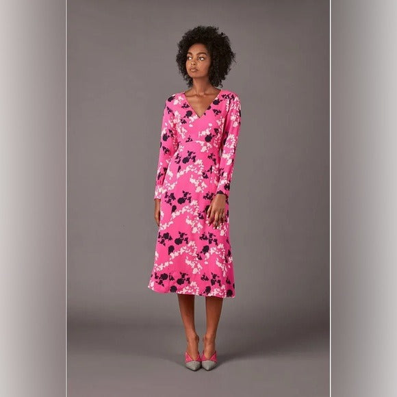 Tanya Taylor || Alannah Printed Midi Dress Hot Pink 6 NWT