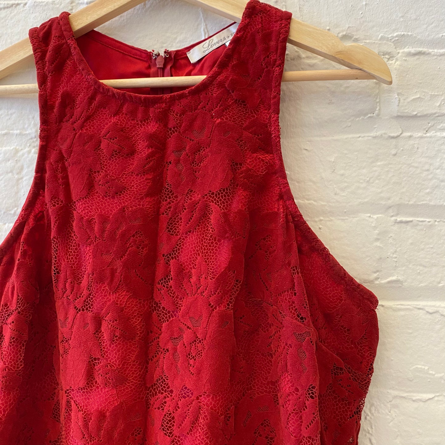 Lovers + Friends || Red Velvet Lace Mini Dress L