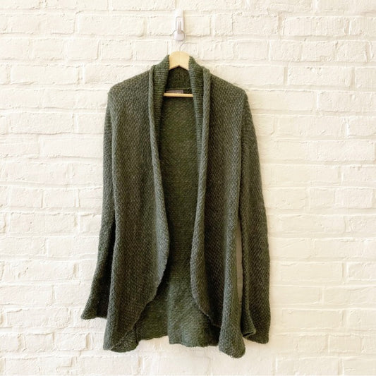 Wooden Ships || Open Cardigan Wrap Mohair Blend Green Gray S/M